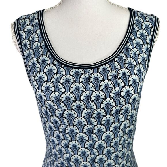 Max Studio Women's Printed Sleeveless Fit and Flare Dress Size L Blue Navy - Picture 3 of 10